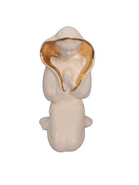 Vintage Christmas Kay Finch White And Gold Praying Madonna Nativity Figurine